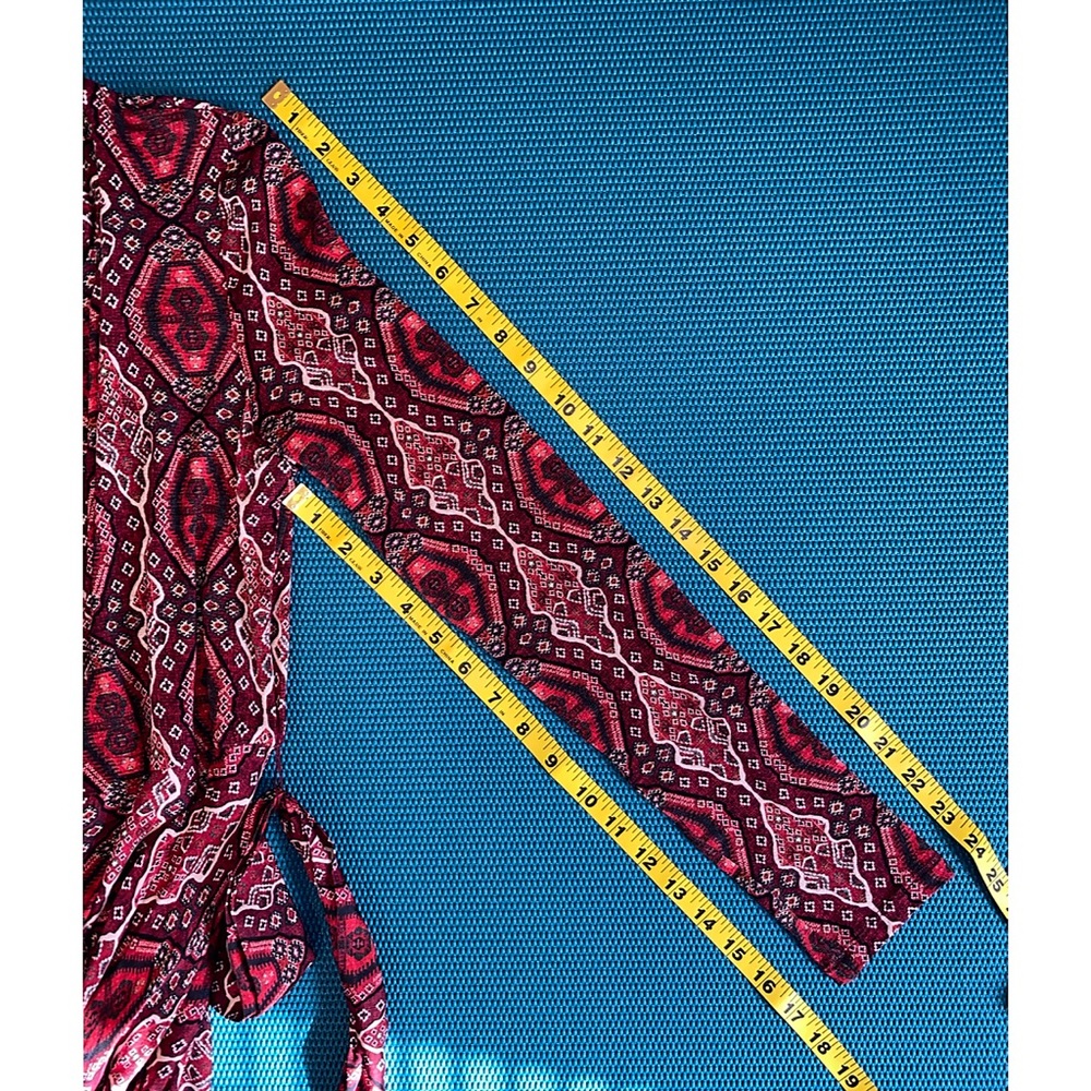 Alice + Olivia Clare Turtleneck Long Sleeve Midi Boho Burgundy Red Dress - Picture 13 of 16